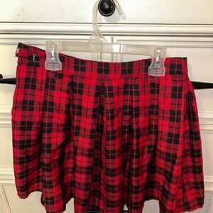 Hot Topic Skirt Womens Size S Red & Black Plaid Pleated Skater Mini Punk